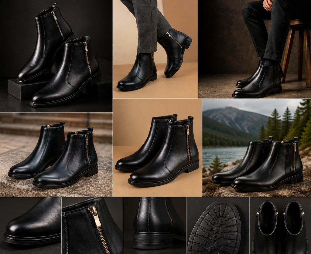 Men’s Black zipper Chelsea Ankle Boots