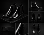 Men's Black Glossy Chelsea Boots | Synthetic Slip-On Ankle Boot