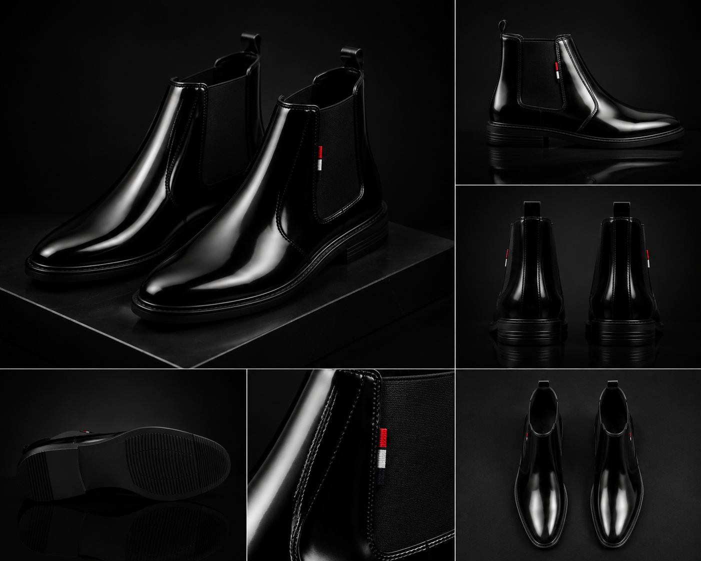 Men's Black Glossy Chelsea Boots | Synthetic Slip-On Ankle Boot
