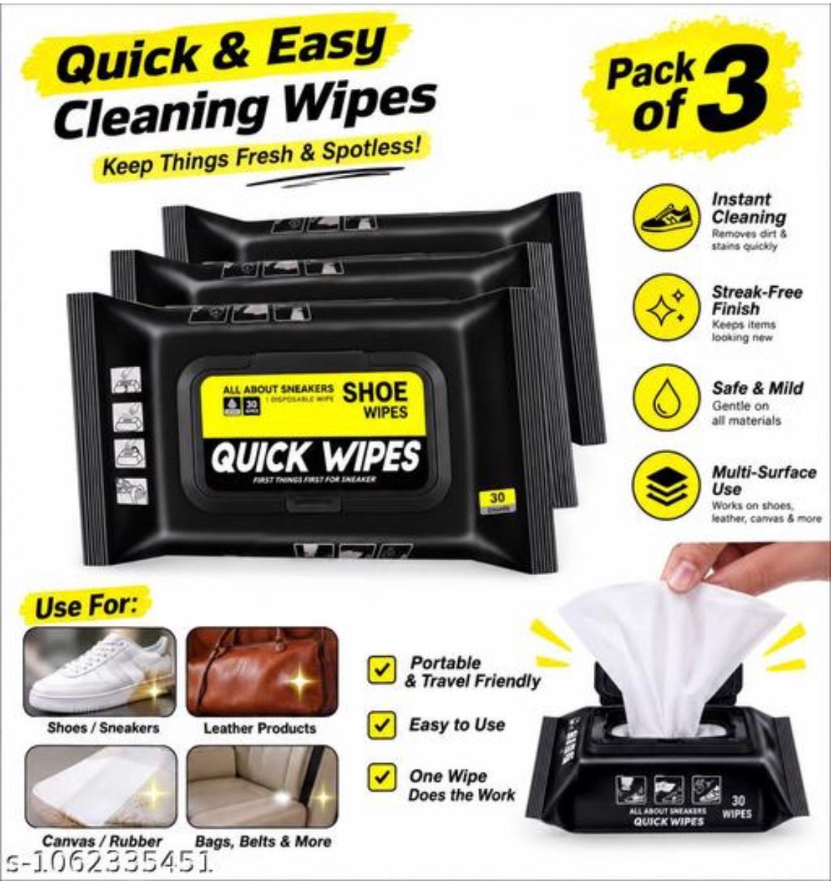 Shoe Cleaning Wipes | Quick & Instant Cleaning wipes | pack of 3