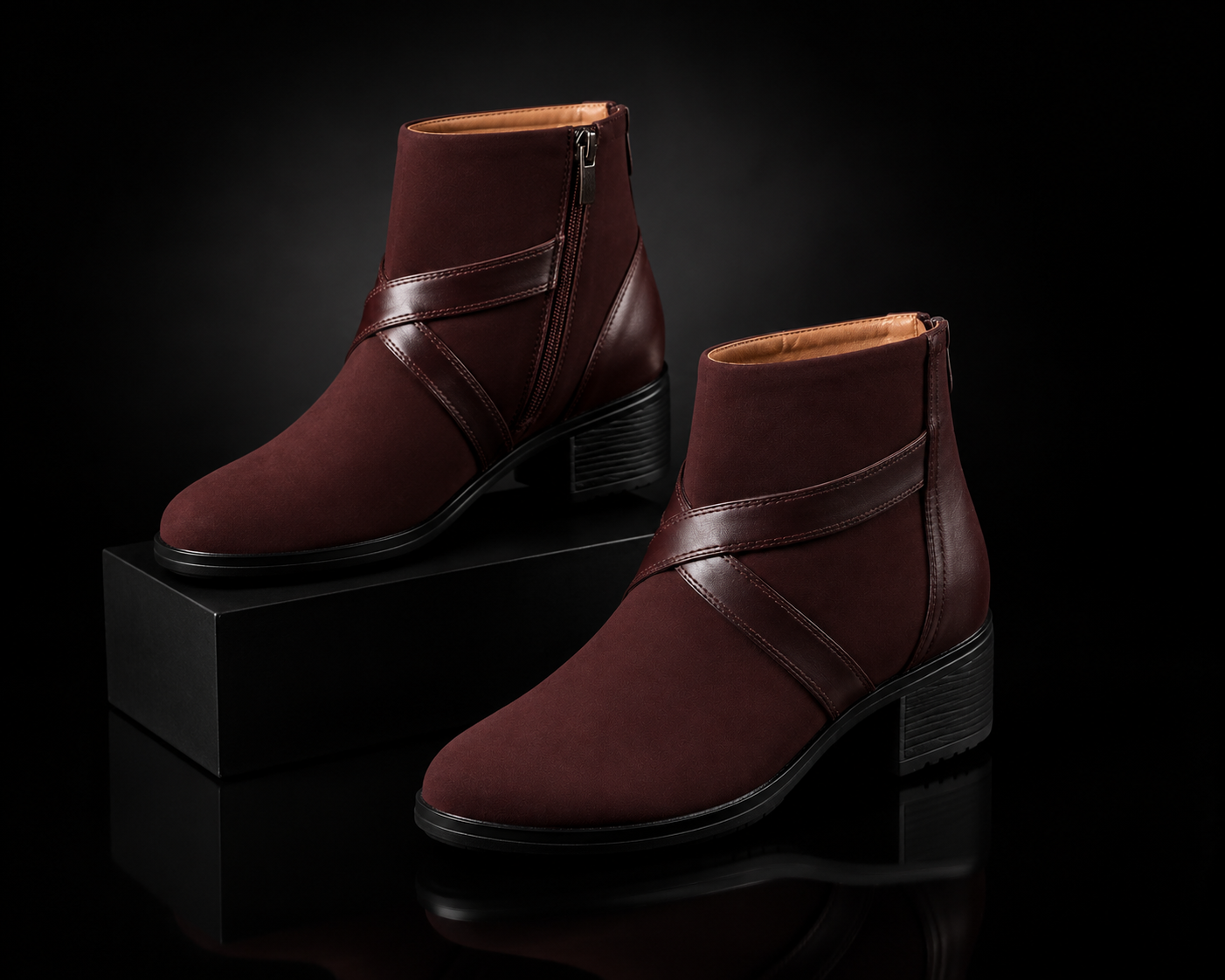 Stylish High Heel Long Ankle Synthetic Leather Zipper Boots for Women/Girls