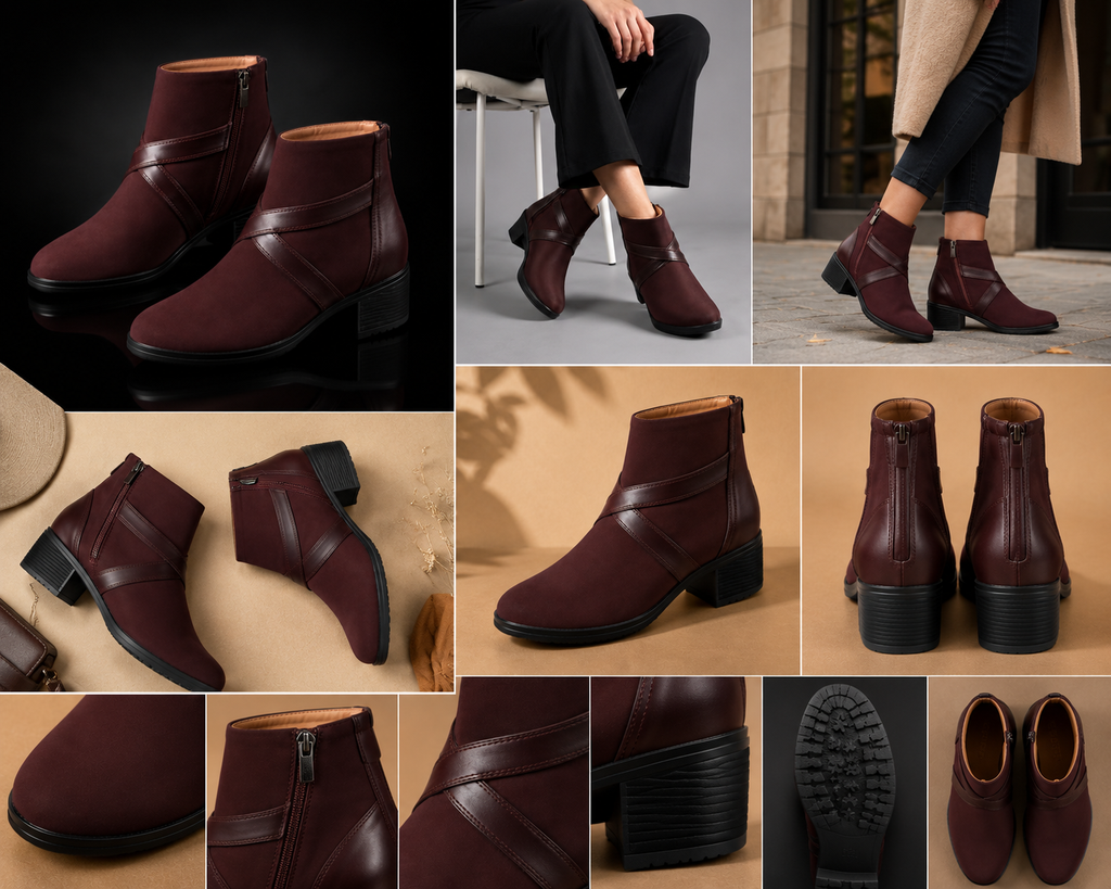 Stylish High Heel Long Ankle Synthetic Leather Zipper Boots for Women/Girls