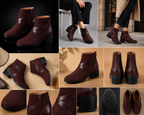 Stylish High Heel Long Ankle Synthetic Leather Zipper Boots for Women/Girls