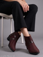 Stylish High Heel Long Ankle Synthetic Leather Zipper Boots for Women/Girls